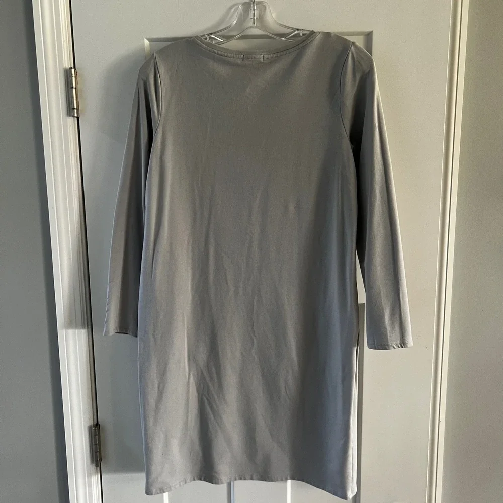 Pure Jill Women's XS‎ Gray Pima Cotton Modal Spandex Long Sleeve Pocket Dress